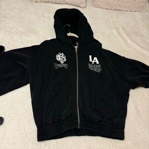 DARC SPORT BLACK ZIP UP HOODIE LOS ANGELES OVERSIZED SIZE MEDIUM